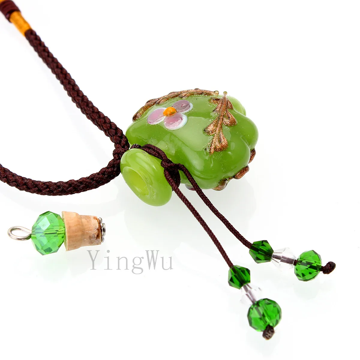 YingWu подвеска-флакончик из муранского стекла с изображением цветка зеленого