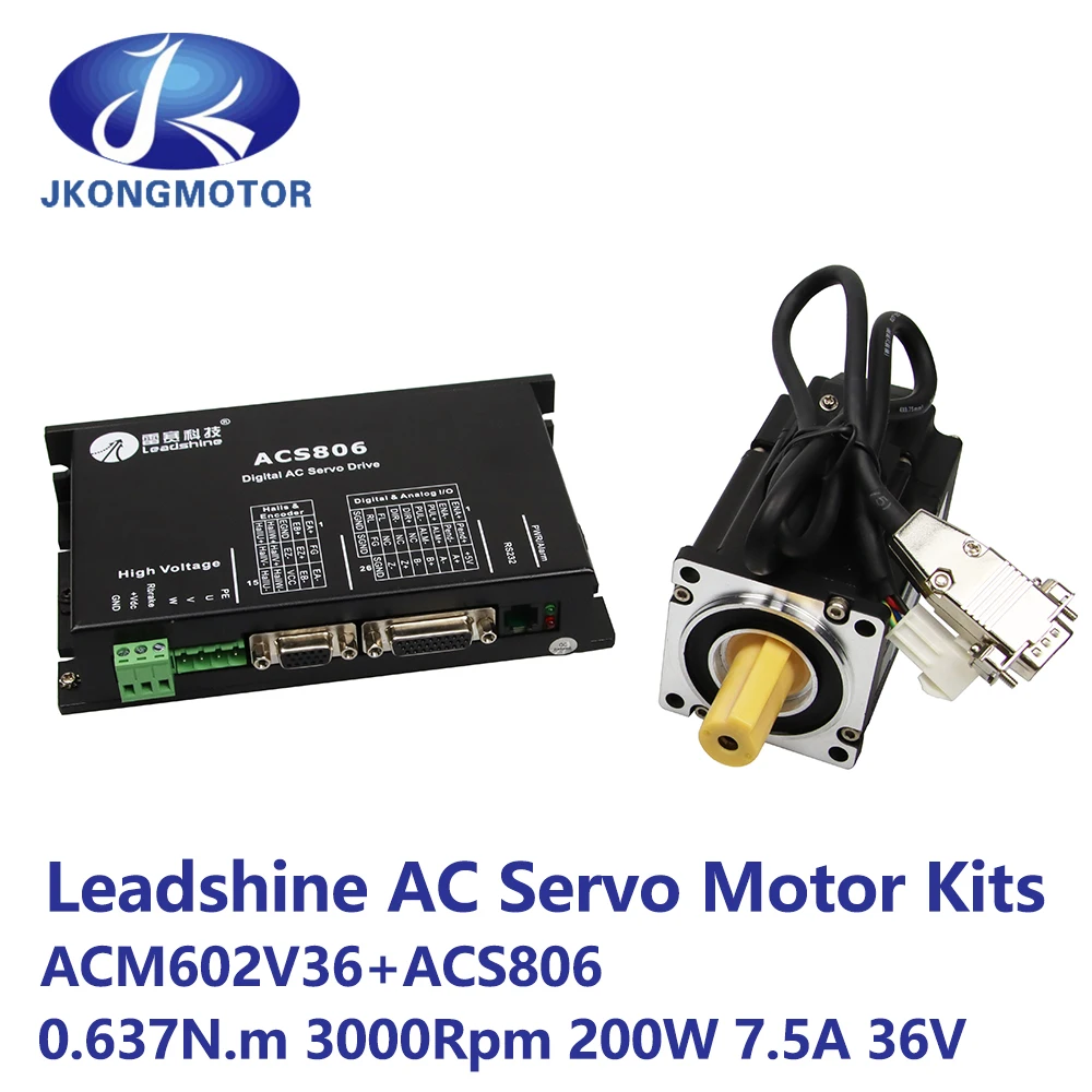 Leadshine водитель серводвигатель переменного тока комплект ACM602V36 T 2500 + ACS806 0.637N.m 200W 3000