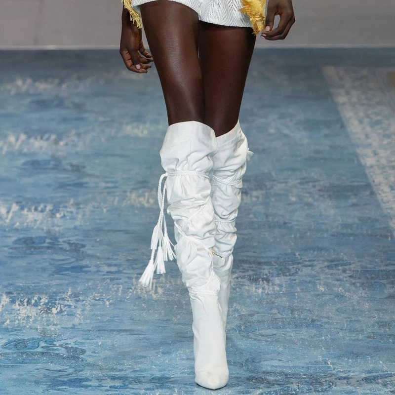 style 2 Emma king/botas mujer invierno/Бежевые Замшевые ботфорты на Высоком толстом каблуке с острым носком элегантная женская обувь Zapatos De Mujer - Цвет: style 2