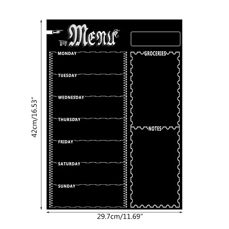 

Magnetic Refrigerator Chalkboard,Weekly Menu, Meal Planner, Grocery Shopping List, Board, for Kitchen Fridge
