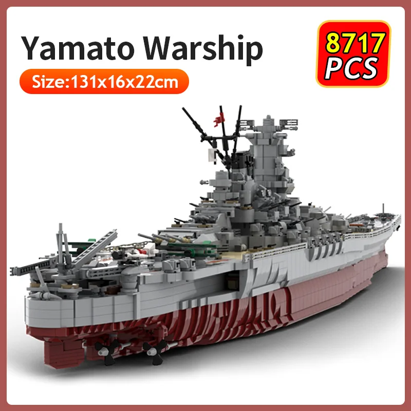 

MOC Yamato Battleship Building Blocks Military WW 2Japan Warship Model Assembly Weapon Cruiser Bricks Kids DIY Toys Xmas Gift