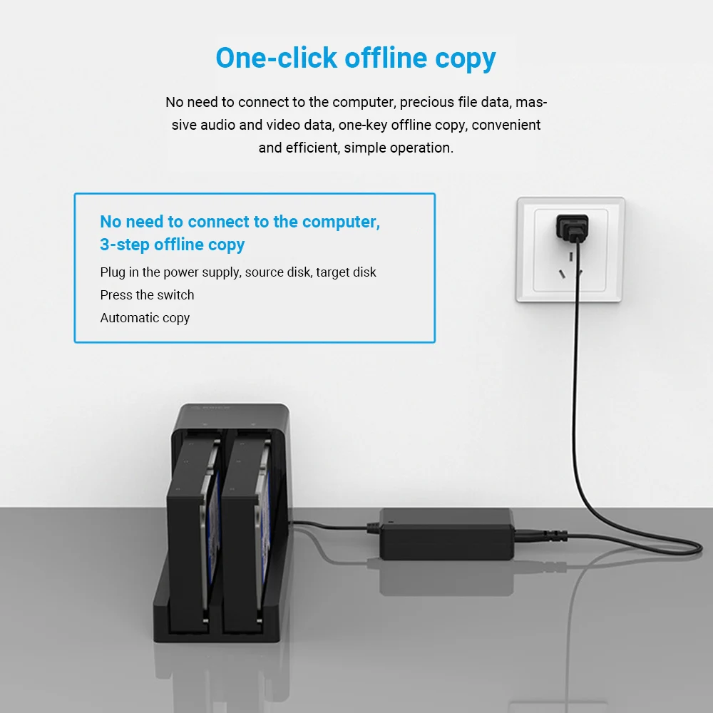 

ORICO USB 3.0 to SATA Dual Bay External Hard Drive Docking Station Enclosure for 2.5/3.5 Inch HDD SSD with Offline Copy Function