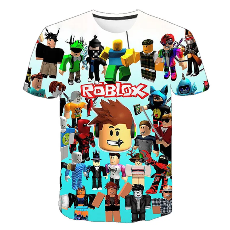 Летние Новые футболки для мальчиков Kawaii Robloxing Game с 3d принтом мультяшная Мужская