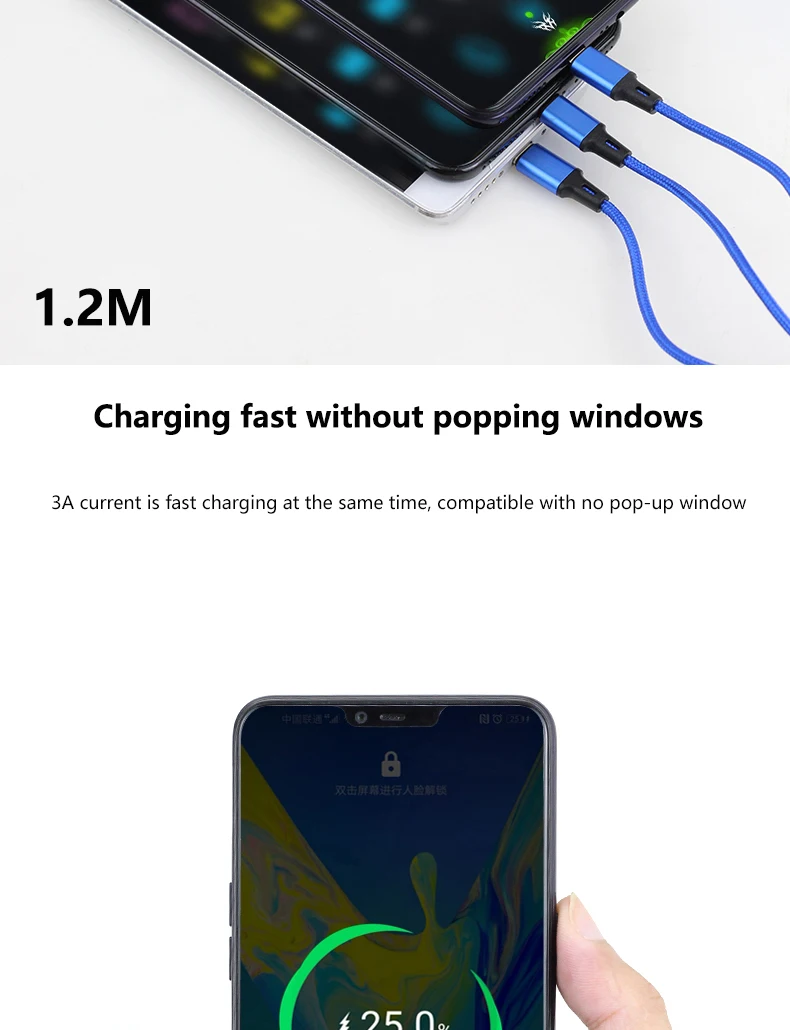 1,2 м 3 в 1 USB кабель для мобильного телефона Micro usb type C кабель зарядного устройства для iPhone кабель для зарядки многофункциональный Кабель зарядного устройства