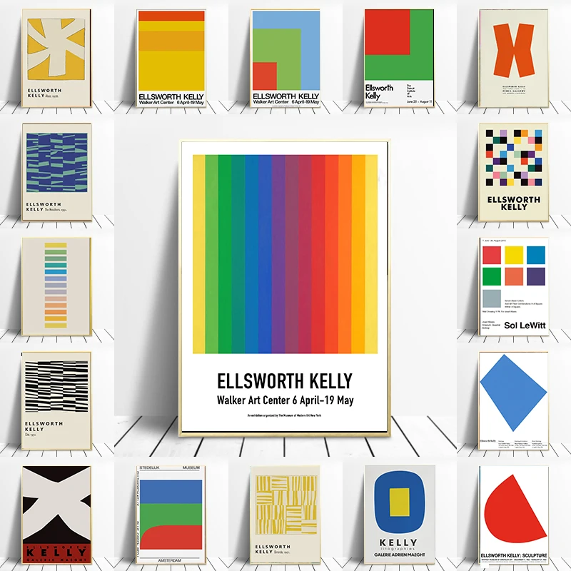 Выставочный постер Ellsworth Kelly абстрактные ретро-принты галерея Ферруса Калифорния