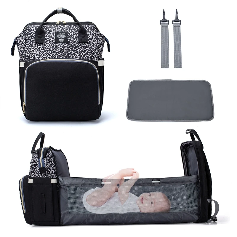 

Large Capacity Folding Crib Mother-baby Backpack Foldable Baby Bed Handbag Bags 20CA