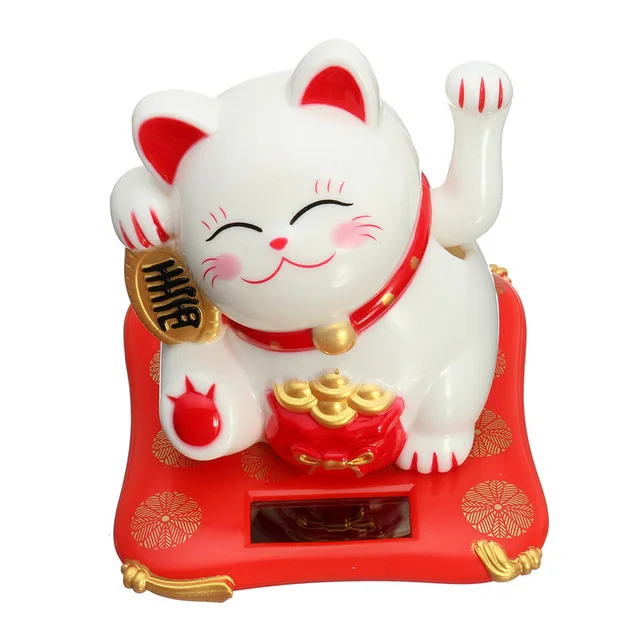 Модная новинка черный/белый на солнечных батареях Maneki Neko приветливый Кот Фортуны