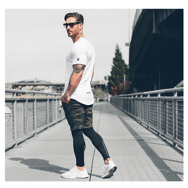 

New muscle brothers fitness men's sports T-shirt summer short sleeve men's round neck T-shirt moisture wicking sportswear