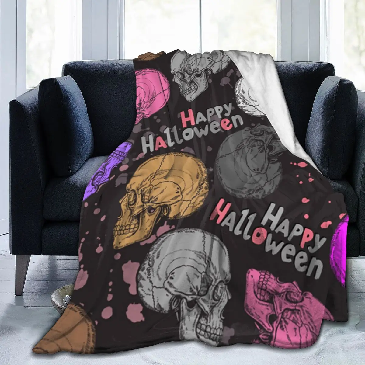 

Floral Skull Design Soft Blankets For Bed Couch Sofa All Season Warm Flower Fleece Blanket Dropship Decorative Flannel Throws