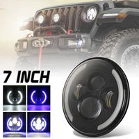 7 inch 200w 20000lm round led headlights angel eye drl hilo beam with blue halo ring angel eyes fit for jeep wrangler jk tj cj