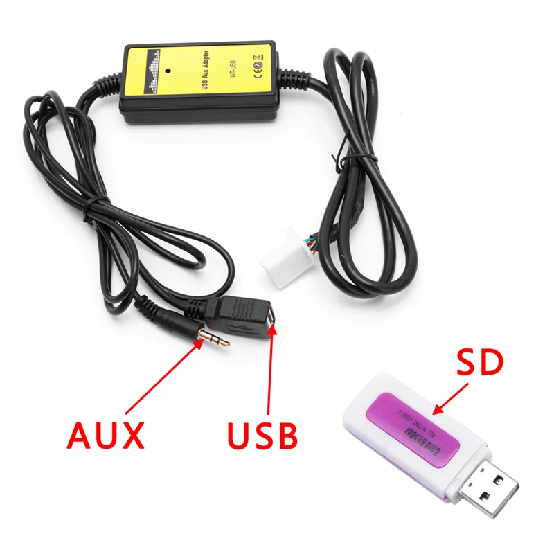 Автомобильный аудио CD адаптер переходник MP3 USB интерфейс AUX SD кабель передачи