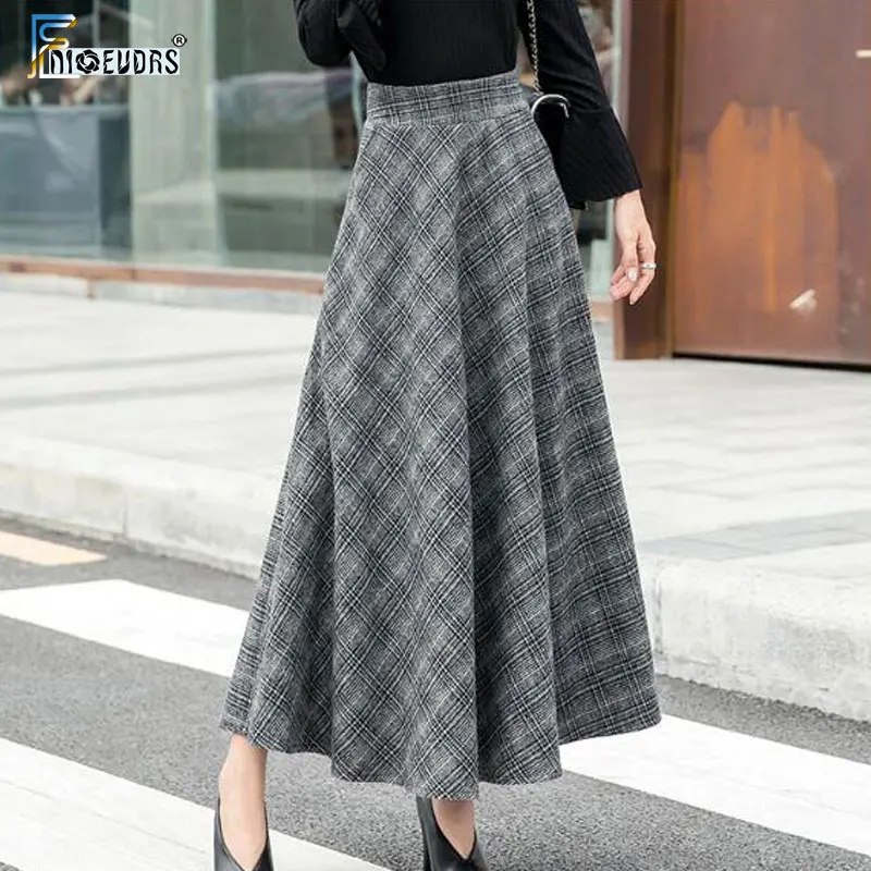 Трапециевидные зимние юбки женские популярные теплые дизайнерские Элегантные