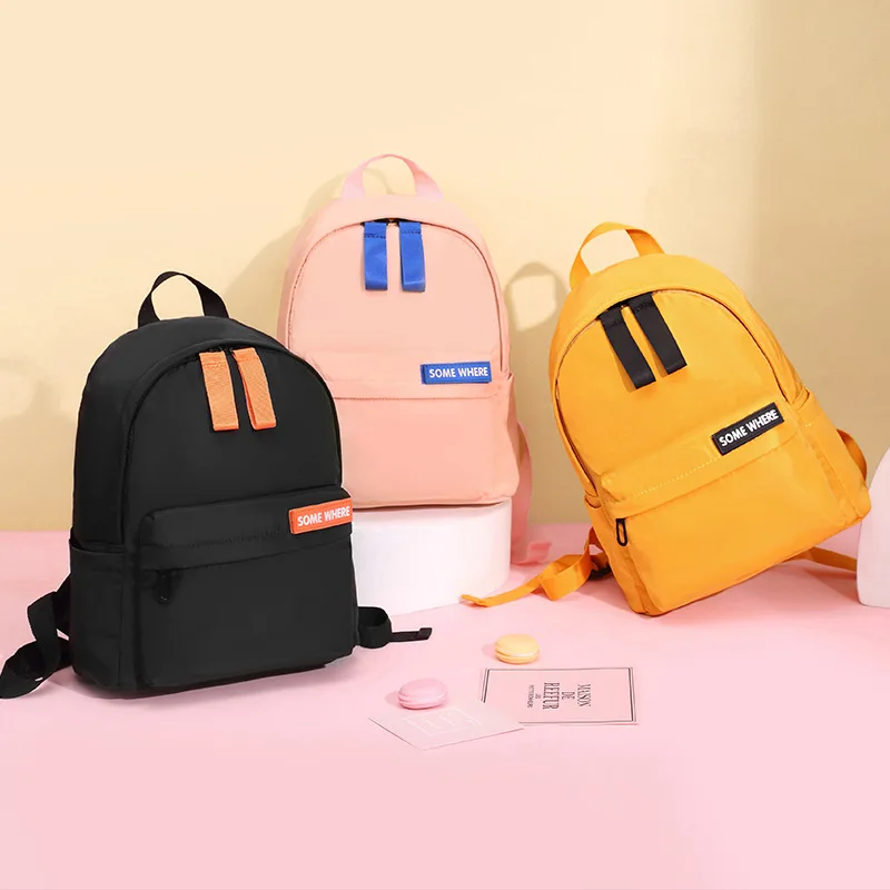 

Casual Solid Color Schoolbag Nylon Large-capacity Student Backpack Waterproof Travel Bag Kindergarten Primary School Bookbag