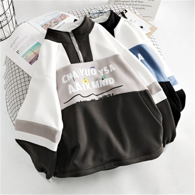 

Womens Sweatshirts Hoodies Women And Men Couple Clothing Loose Harajuku All-match Korean Style Zipper Coat 2020 New