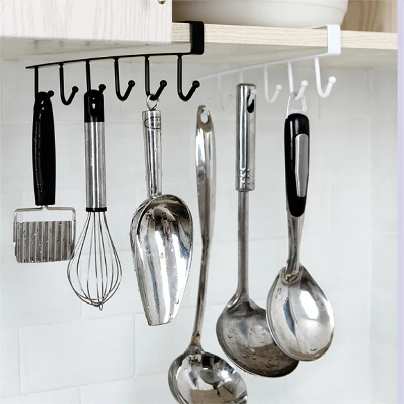 

Creative Kitchen Cabinets Under The Hook Hanger Wrought Iron Wall Cabinet Type Nail-Free Spoon Shovel with A Row of Hooks