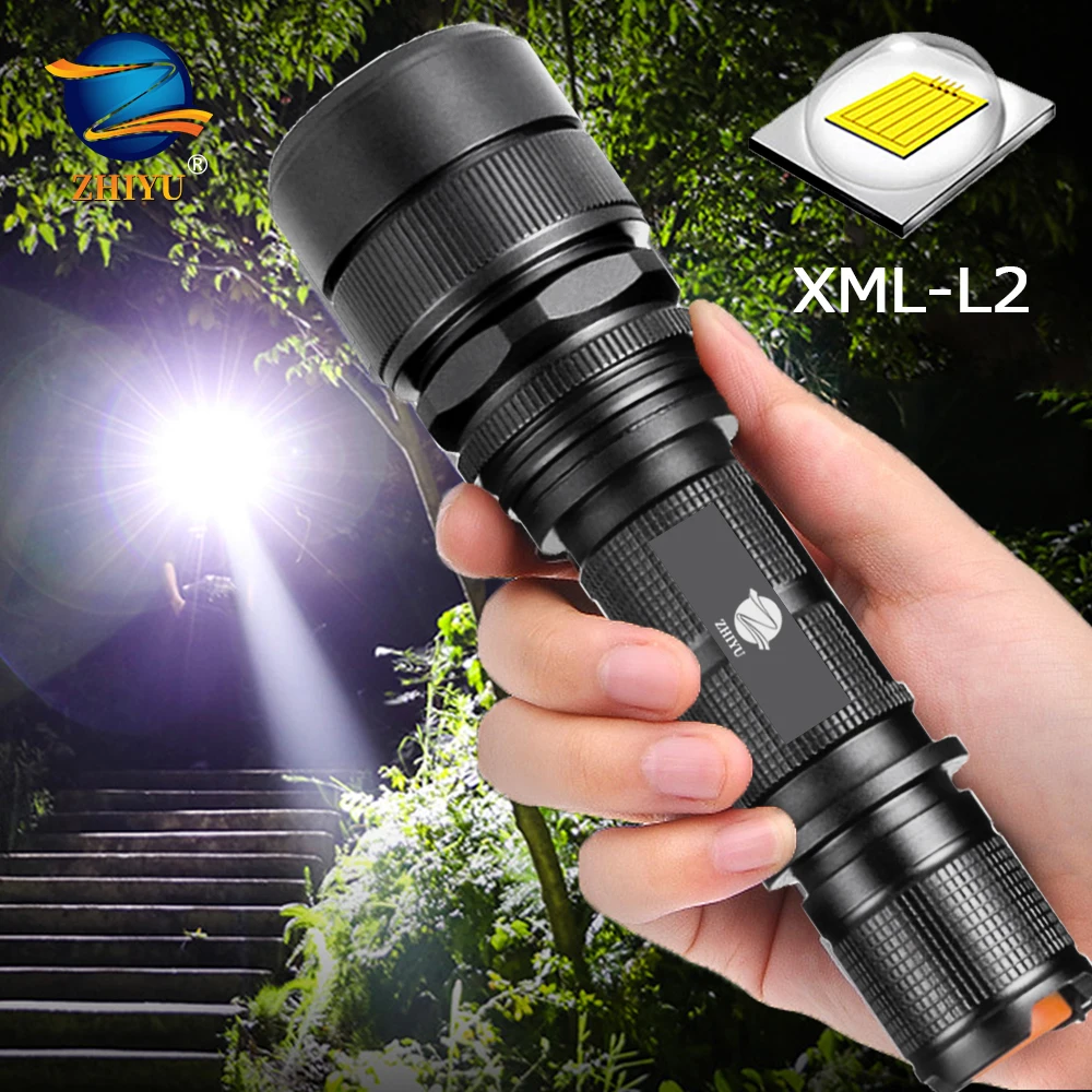 Перезаряжаемый светодиодный фонарик CREE L2 Тактический с аккумулятором 18650 для