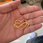 Ожерелье с кулоном в виде сердца с двойным именем бесконечности для женщин, ювелирное изделие из нержавеющей стали на заказ, подарок на день Святого Валентина