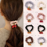 lovely persimmon hair rope for women girls sweet elastic hair rubber band korean ins style temperament large intestine hair ring
