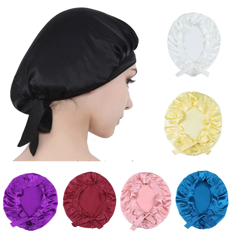 

Mulberry Silk Nightcap Sleeping Cap Adjustable Elastic Band Night Sleep Beanie for Women Girls Shower Cap Hair Bonnet Head Cover