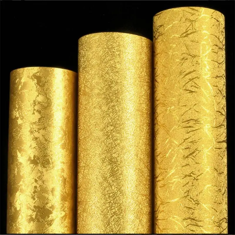 

wellyu Gold foil wallpaper gold golden yellow silver ktv hotel bedroom living room project brushed ceiling ceiling wallpaper
