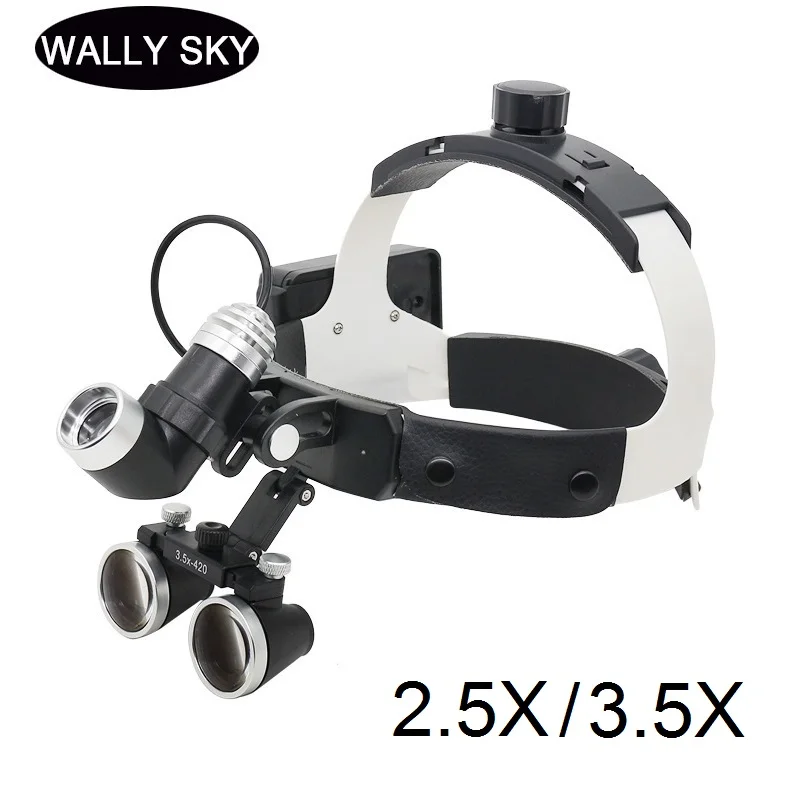 

Dental Loupe with LED Headlight 2.5X/3.5X Bincoular Magnifier Medical Surgical Helmet Dental Loupes Medical Surgery Operation