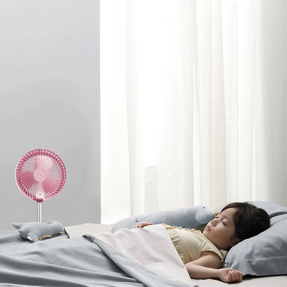 

Portable USB Rechargeable Folding Telescopic Floor Fan Mini Summer Silent Student Desktop Table Fan for Office Bedroom