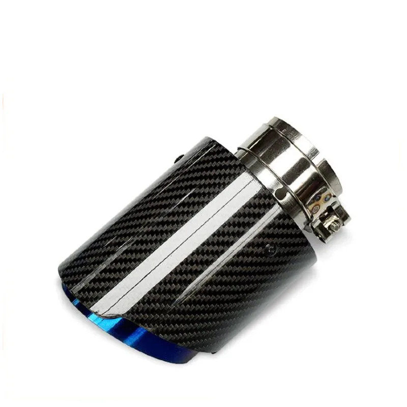 

Carbon Fiber Tail Throat Blue Straight Edge Single Carbon Fiber Car Exhaust Pipe Muffler End Tip Tailpipe for Auto SUV