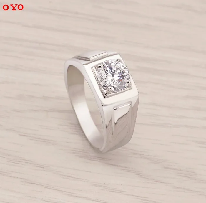 

100%925 silver men's platinum diamond ring wedding ring can be engraved free shipping