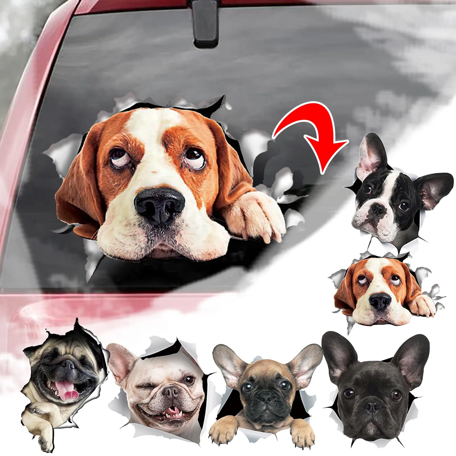 

3D Dog Crack Sticker PVC Plastic Sticker Car Window Decal Laptop Funny Decals New Arrival Wall Stickers DIY Wall Decals Home