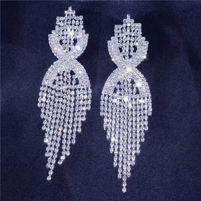 

Элегантные серьги-подвески TREAZY, серебристые блестящие серьги-подвески для женщин, ювелирные изделия для свадьбы, выпускного вечера