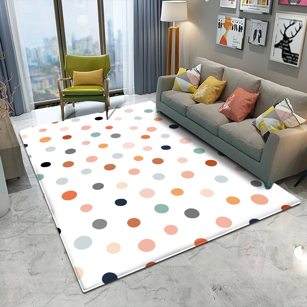 

2021 Polka Dot Pattern Round Carpet Printed Flannel Rug Room Floor Printed Carpet For Living Room Bedroom Home Decorative Crapet