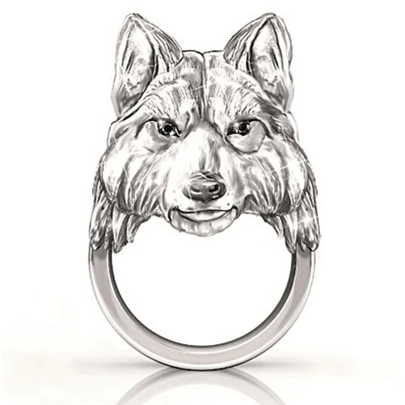 

Vintage Silver Color Wolf Head Rings For Men Punk Fashion Jewelry Retro Viking Guard Animal Finger Ring Party Gift Wholesale