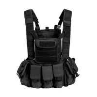 akmax military combat assault vest black 600d polyester webbing belts chest jacket with 6 x pouches
