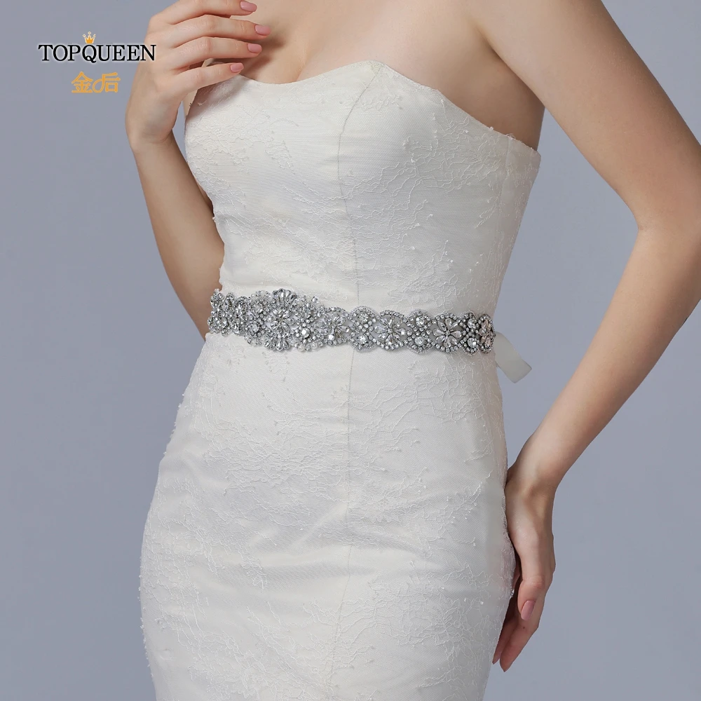 TOPQUEEN S161B свадебный пояс, расшитый бисером стразы, пояс для свадьбы, пояс для невесты, Кристальный формальный пояс, женский ремень для вечеринки