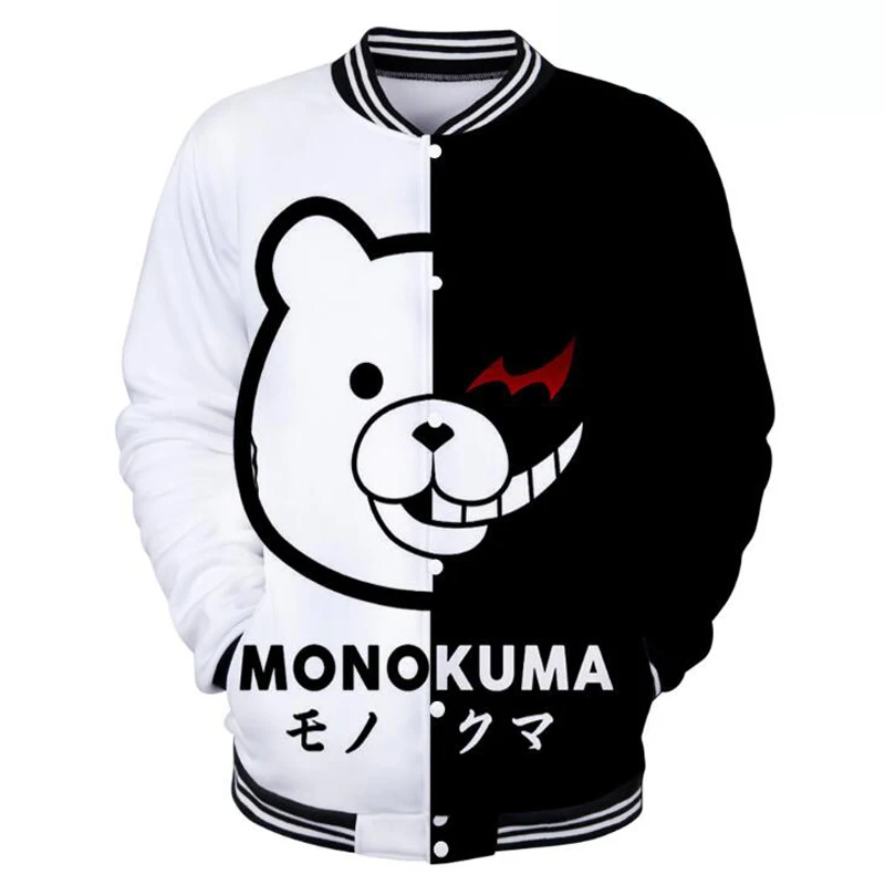 

Anime Dangan Ronpa Danganronpa Mono Kuma Monokuma Black White Bear 3D Baseball Jacket Men Casual Tracksuit Cosplay Costume