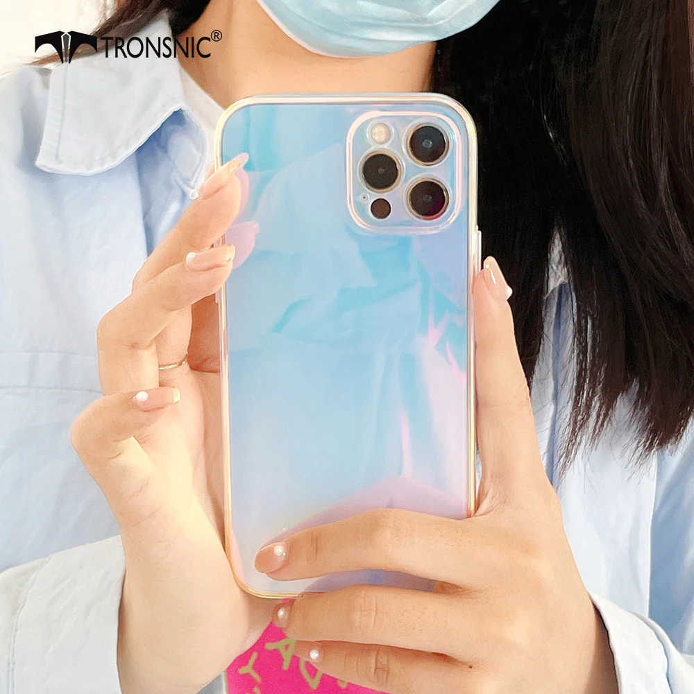 Laser Gradient Mirror Phone Case for iPhone 12 11 Pro Max XR XS MAX Soft Luxury Rainbow Clear Case for iPhone 7 8 Plus Cover Hot