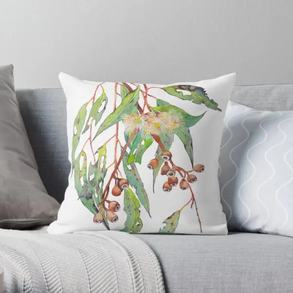 

Watercolour eucalyptus tree branch with Print Pillow Case Sofa Car Soft Throw Waist Home Cover Fashion Pillows not include