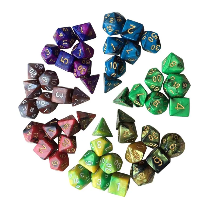 49 шт двухцветные многогранные кости набор трпг игра причудливые D20 dados poliedricos