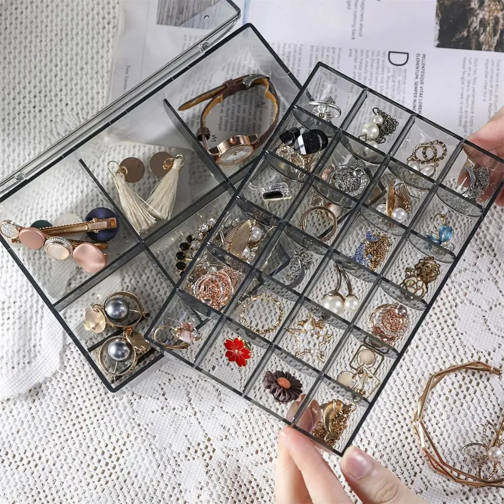 

Jewelry box Store earrings necklaces split boxes Double layer detachable Storage makeup organizer for women jewelry boxes