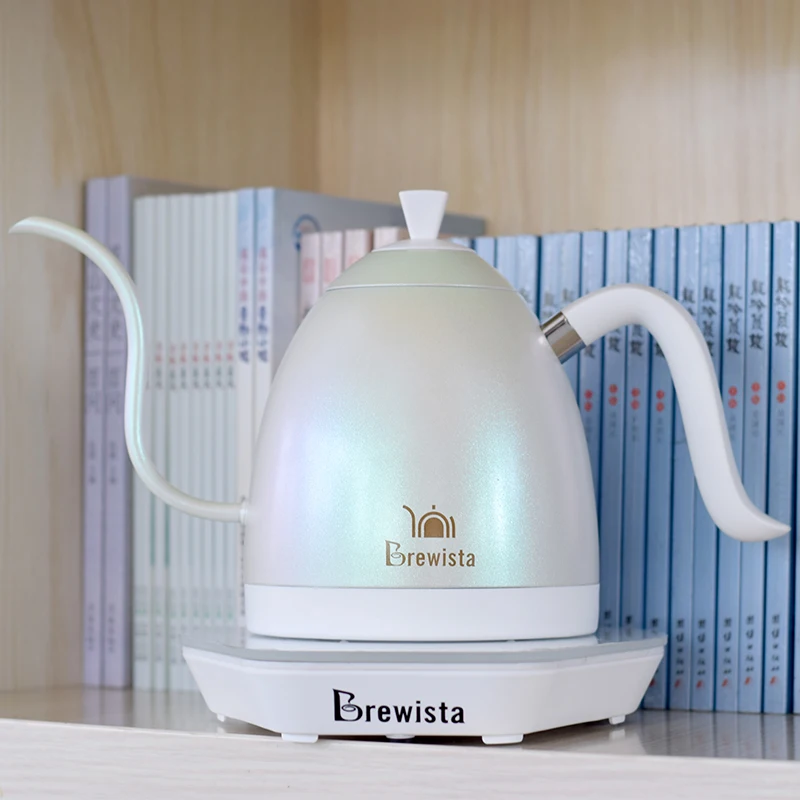 Brewista-cafetera artesanal de doble pared con cuello de cisne, tetera con control de temperatura variable, enchufe europeo, 600ml-1