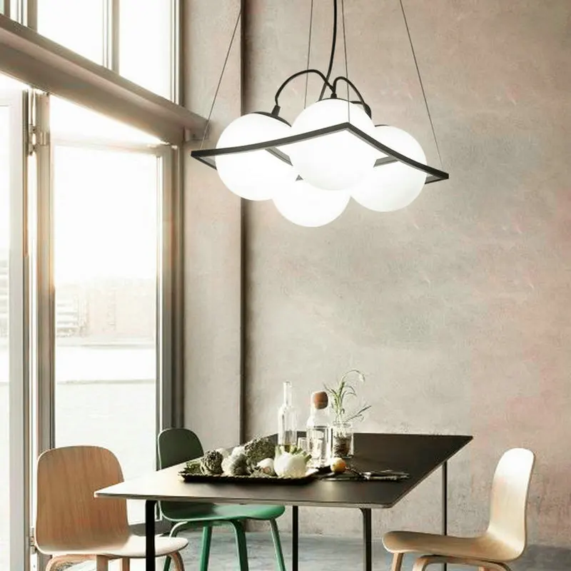 Современная Потолочная люстра в скандинавском стиле с черными шариками E27