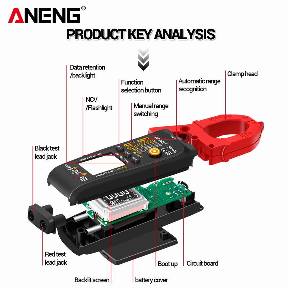 ANENG ST190 Clamp Meter 6000 Counts True RMS Digital Professional Multimeter AC Current Tester Meters Voltmeter Auto Range | Инструменты