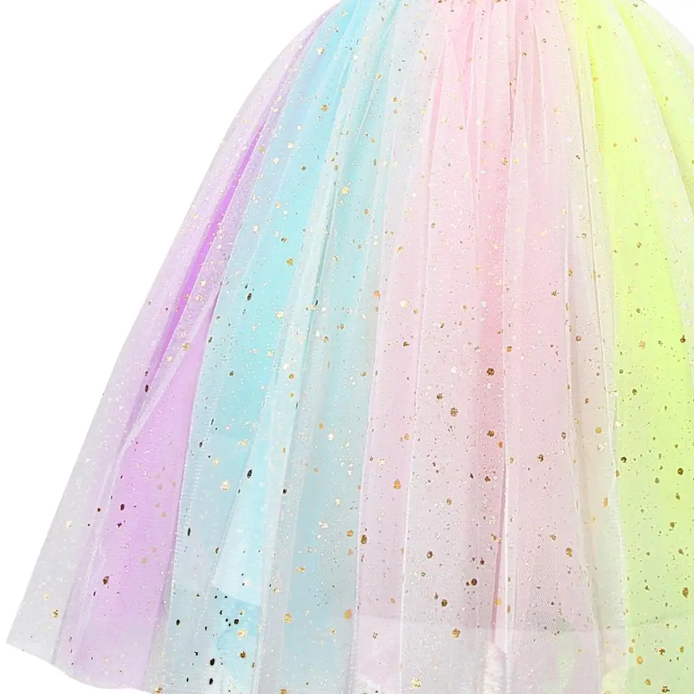 Fancy Baby Girl Unicorn Party Dress Rainbow Tulle Kids Dresses for Girls Little Princess Children Halloween Carnival Costume | Детская