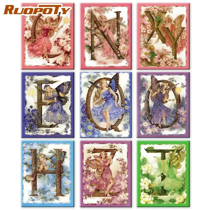 

RUOPOTY DIY Oil paint by numbers Angle on Canvas HandPainted Oil Painting Figure Acrylic Home Decor Unique Gift