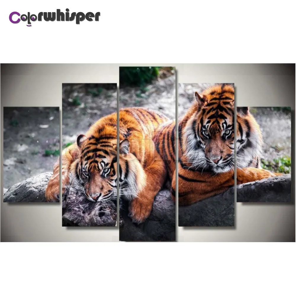 5 шт. Алмазная картина полностью квадратная/круглая дрель Тигр 5D Daimond вышивка