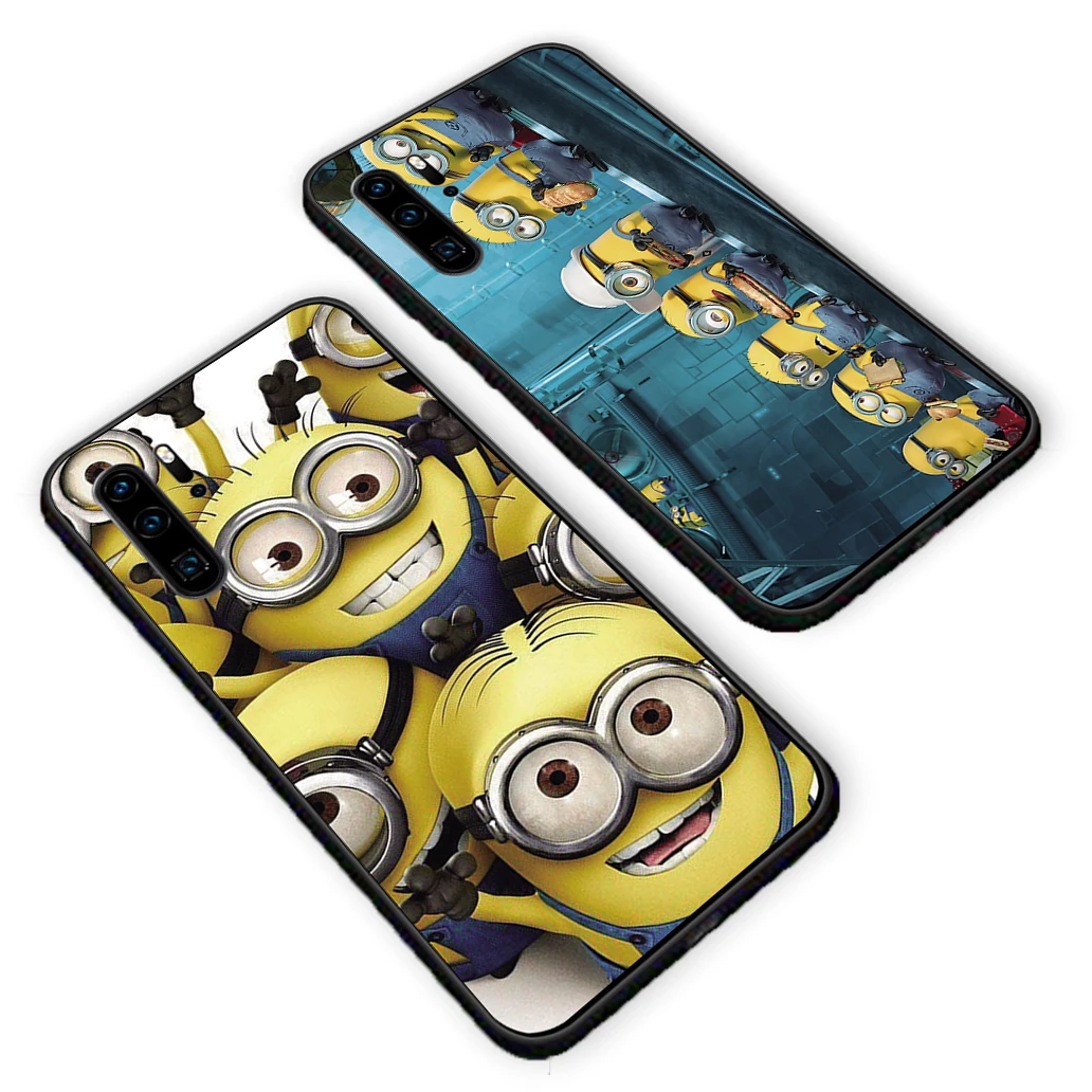 Забавные 3D Миньоны мультфильм черный ТПУ чехлы накладки для Huawei P40 P30 P20 P10 Mate 10 20 30