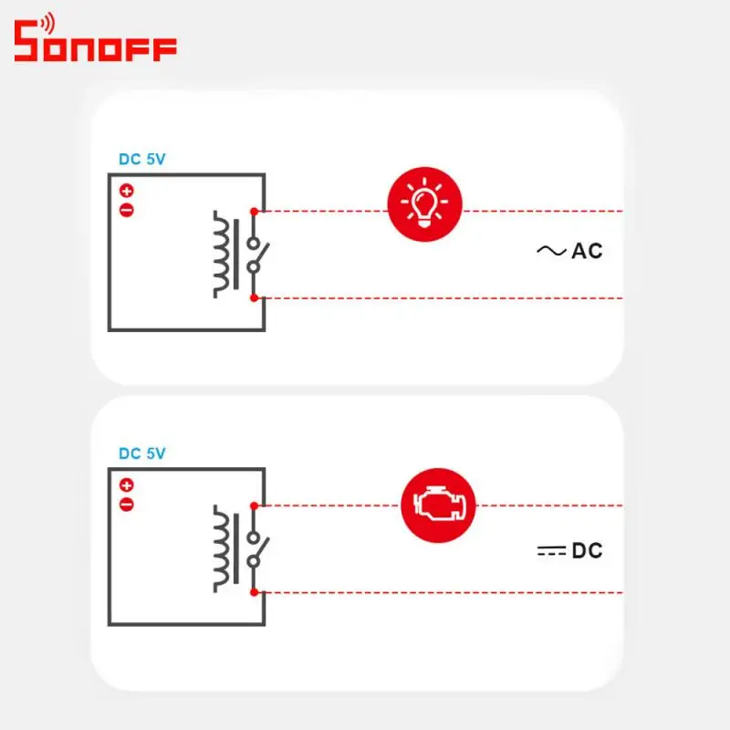 Переключатель Sonoff RE5V1C модуль для сухого контакта работа через приложение eWelink