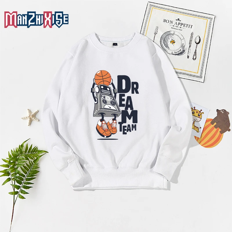 

Kids Autumn Cartoon Basketball Creative Letter Print Hoodies Boys Casual Long Sleeve Pullover Sweatshirts Girls Clothes Children