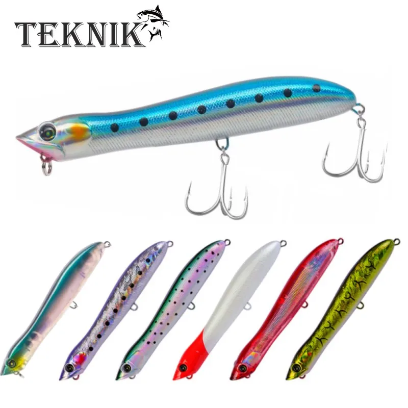 

Teknik Topwater Poppers Fishing Lures 125mm/100mm Surface Hard Baits Saltwater Wobblers Seabass Pike Pesca 2021 Fishing Tackle