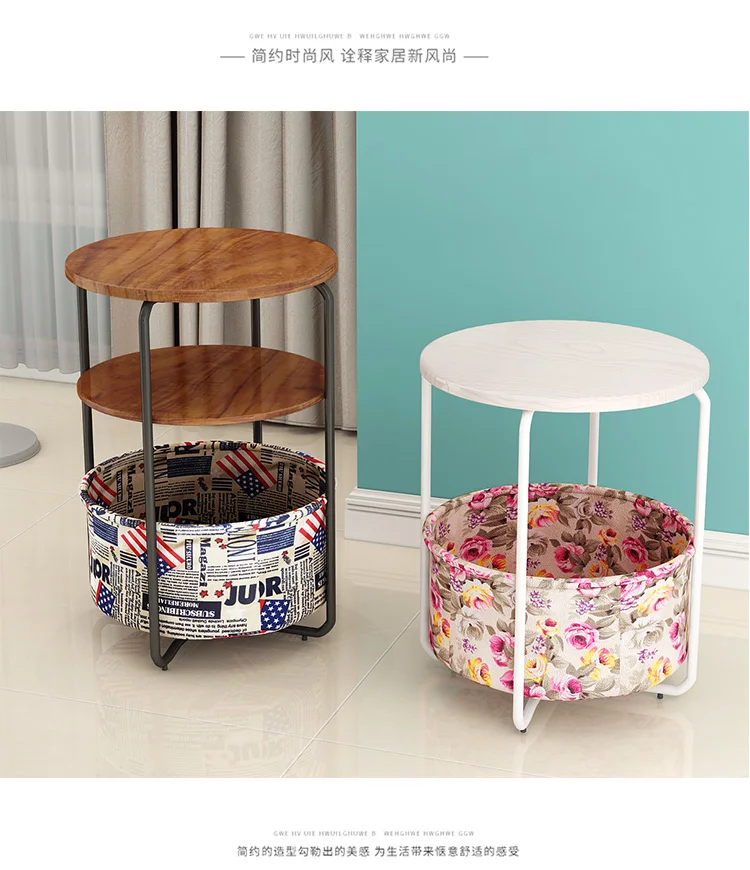 Simple sofa side table corner several multifunctional coffee table bedroom bed table shelf home small round table side table